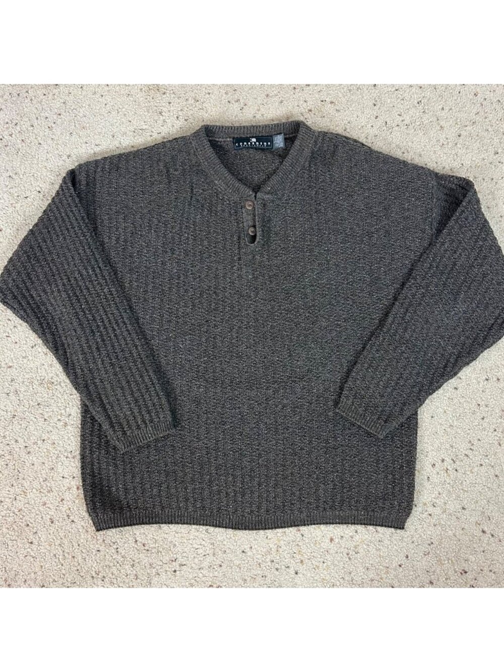 Vintage Men’s Chunky Brown Henley Sweater 90s Y2K Size Large Men's